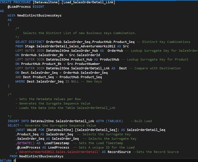 DataVault 1_0 Link Load TSQL