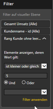Statische Ränge in DAX