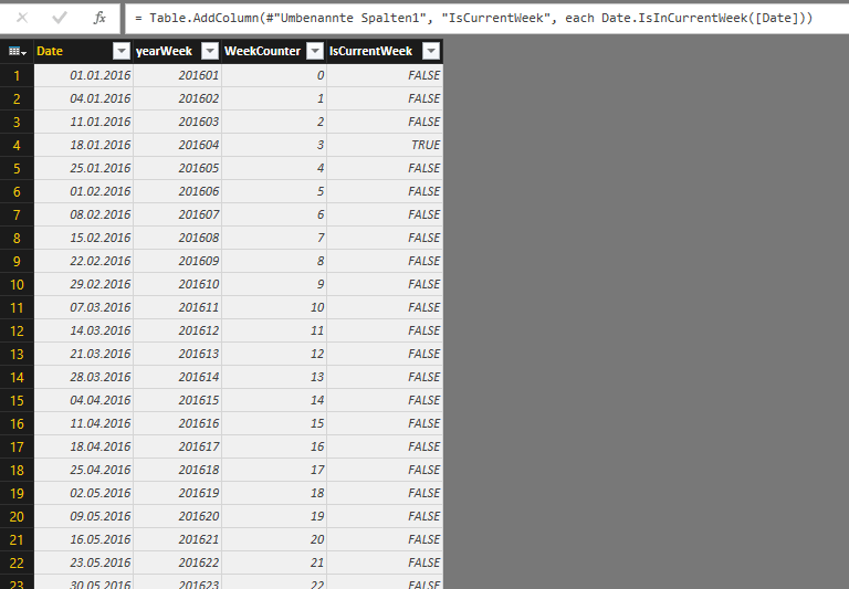 WeekCount Table build with Power Query in Power BI Desktop