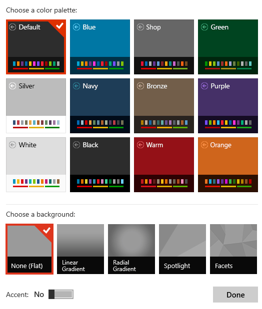 Datazen Publisher Farbpalette