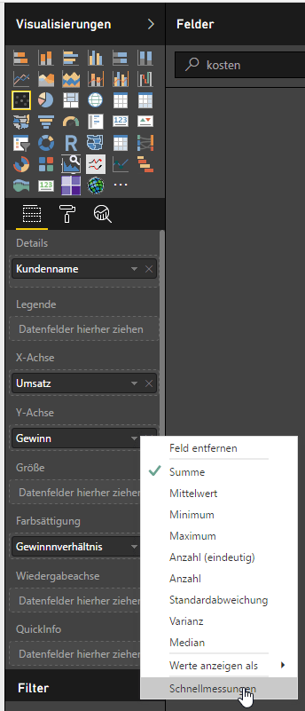 Schnellmessungen erstellen