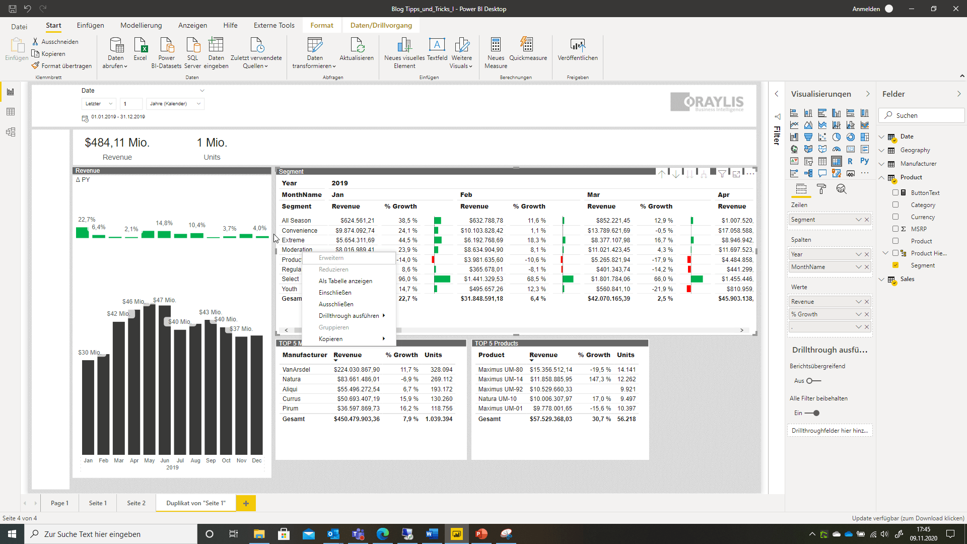 Ausführen eines Drillthrough in Power BI