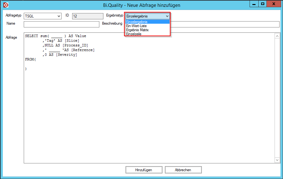 Ergebnistypen bei der Prüfung der Datenqualität mit BI.Quality