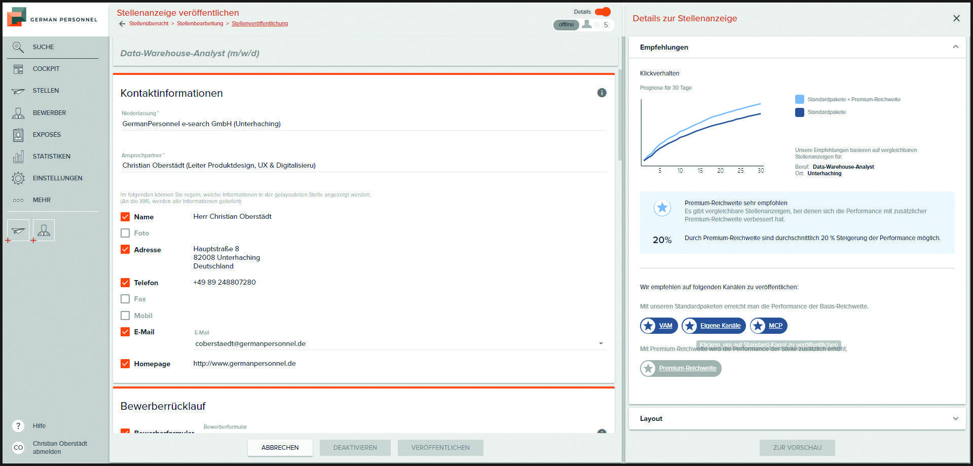 Das Empfehlungswesen in der PERSY Software ist ein Meilenstein von GermanPersonnel auf dem Weg zur Data Driven Company