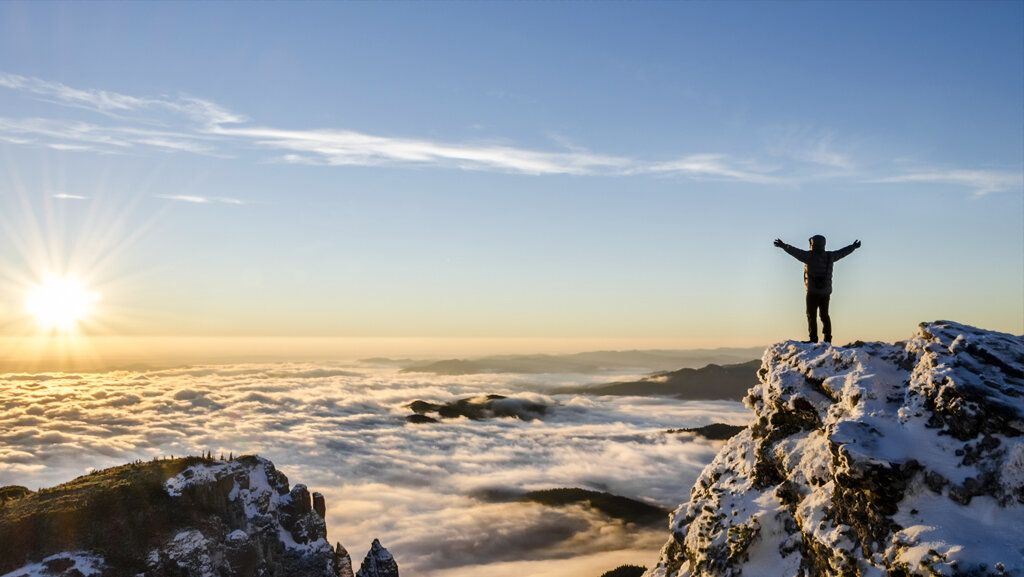 Mann auf Berg