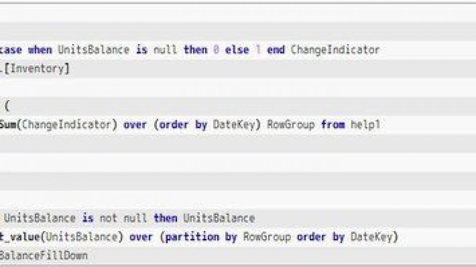 Fill down table in T-SQL (last-non-empty value)