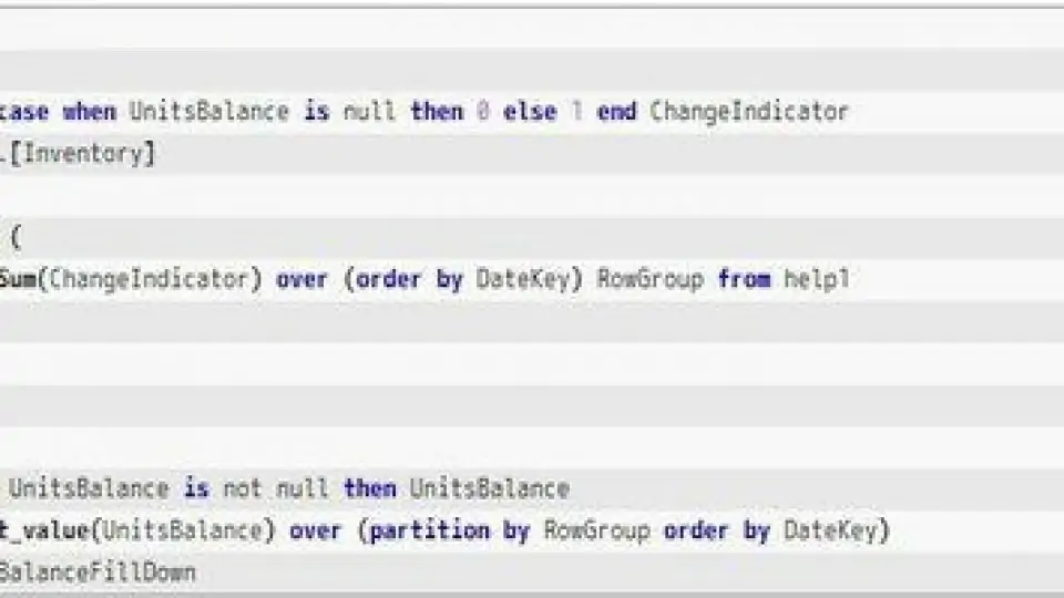 Fill down table in T-SQL (last-non-empty value)